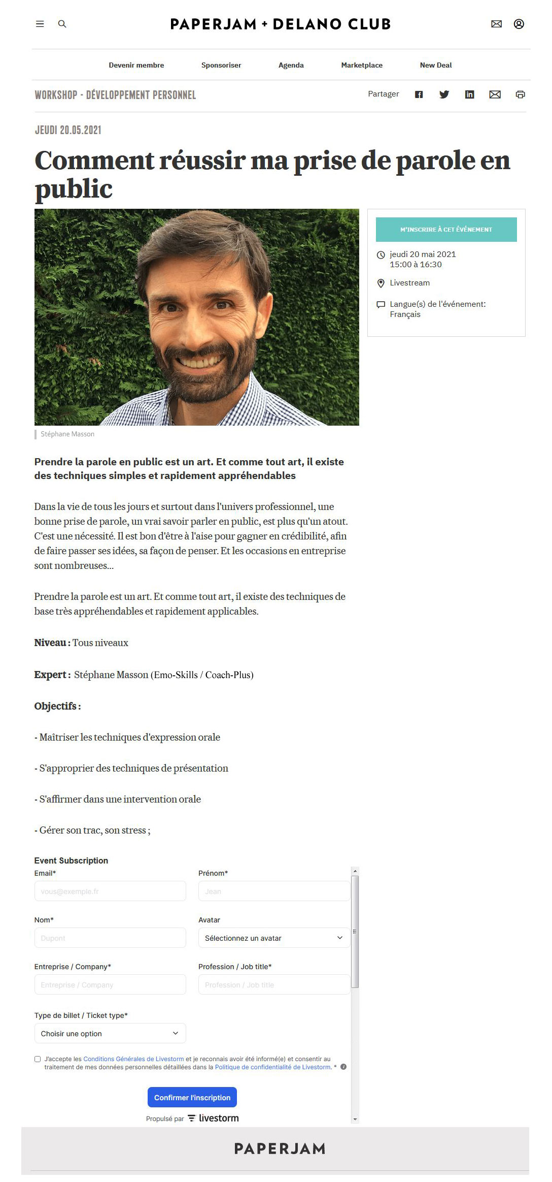 St�phane Masson Coach - Workshop Prise de Parole en Public